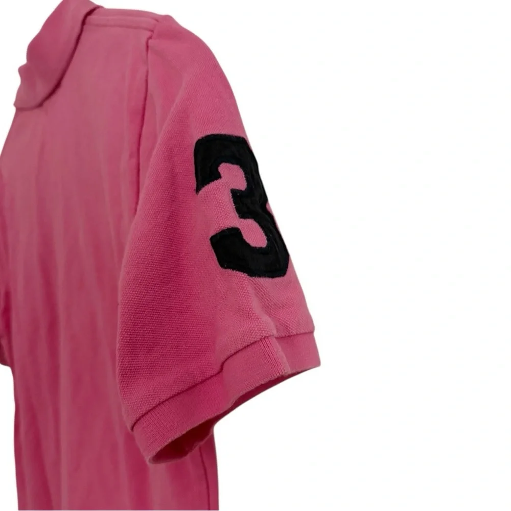 Polo Ralph Lauren Vintage Pink Big Pony Polo Shirt Youth Large Classic Fit Tee - Picture 3 of 4